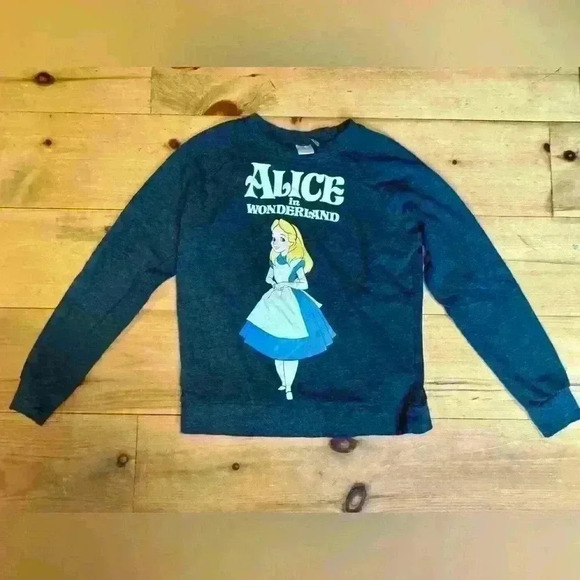 Alice in wonderland Disney brand dark grey sweatshirt size small - Picture 1 of 11